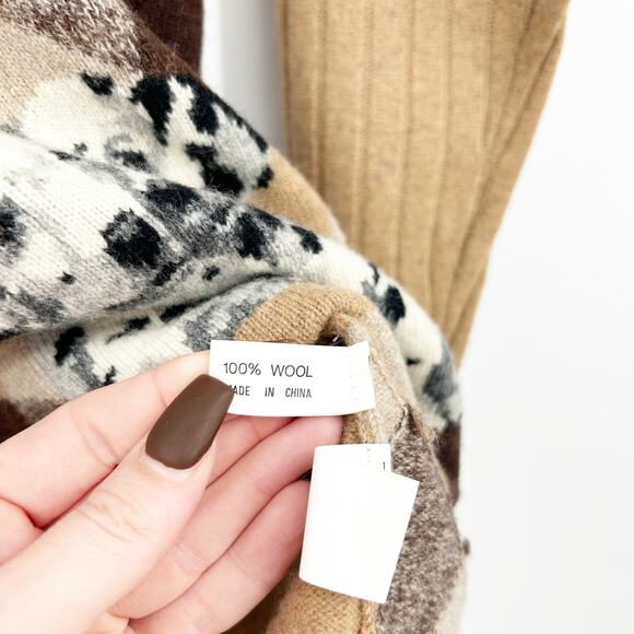 Spring Field Womens Vintage Dalmatian Dog Plaid Knit 100% Wool Cardigan Sweater - Picture 5 of 7